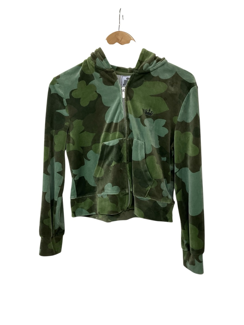 Juicy Couture Green Cloud Camo Velour Hoodie Jacket M